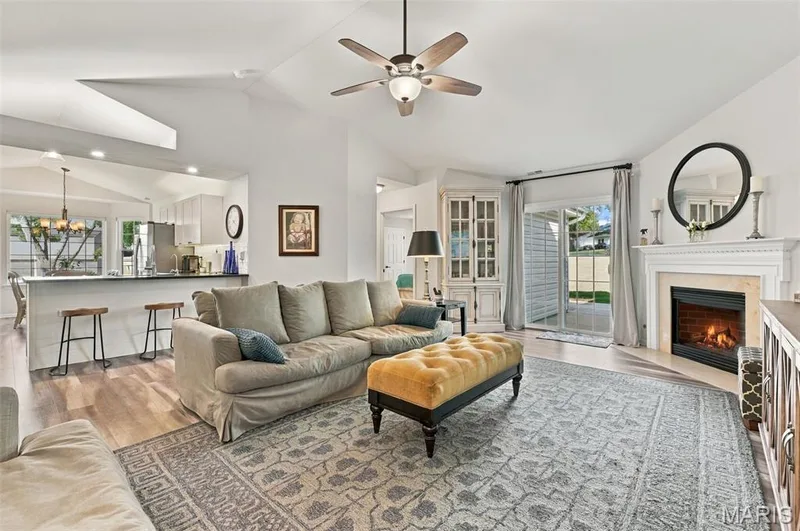 The roomy Great Room includes a Gas Fireplace! So cozy for those chilly days ahead! — 14 Quiet Meadow Court, St Peters, MO 63376