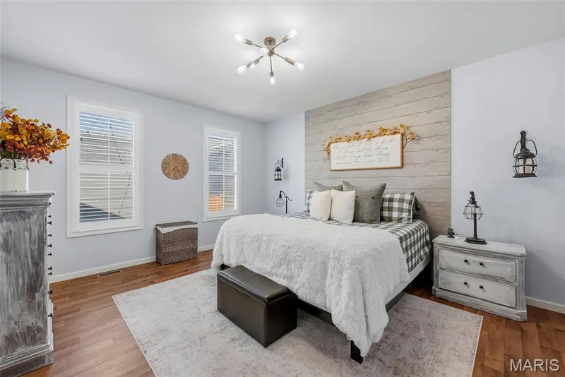 Large primary bedroom with shiplap accent wall! — 101 Starry Night Way, St Charles, MO 63301