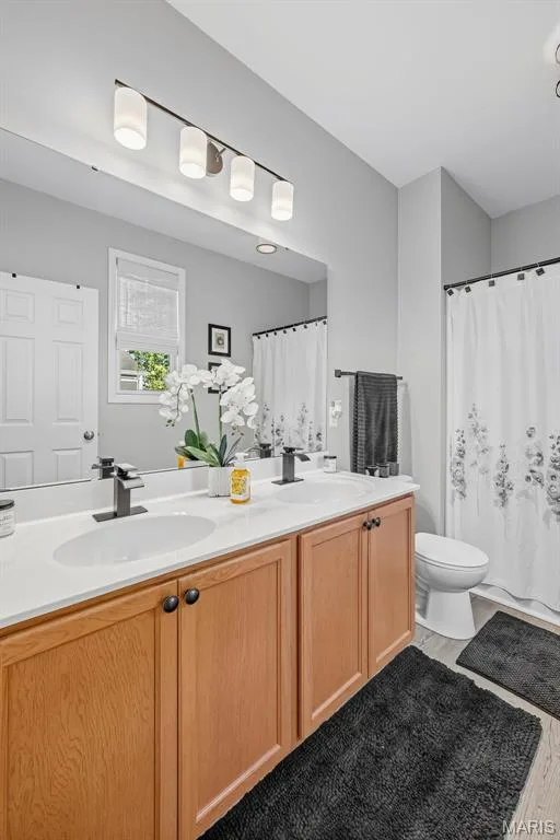 DBL bowl vanity with newer faucets & LVP flooring! — 101 Starry Night Way, St Charles, MO 63301