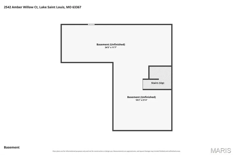 Floor plan of basement at 2542 Amber Willow Court, Lake St Louis, Missouri — 2542 Amber Willow Court, Lake St. Louis, MO 63367