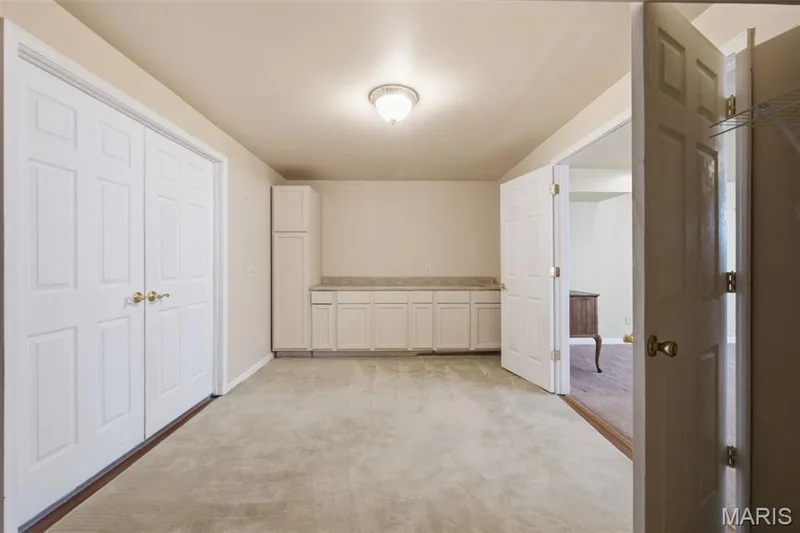 Double door entry into finished area off of main room in the lower level. — 1615 Wainscott Court, O'Fallon, MO 63366