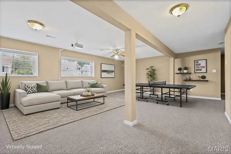 Spacious lower level featuring carpet flooring, recessed lighting, and multiple windows — 2006 Chapel Hill Crossing, St Peters, MO 63376