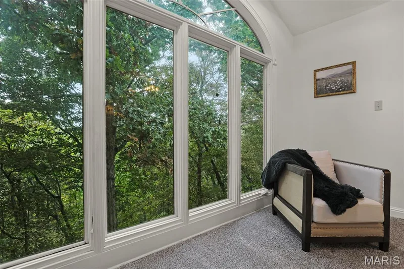 Large arched window featuring a multi-pane configuration and crisp white trim — 229 Quail Run Drive, Defiance, MO 63341