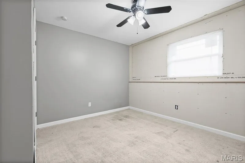 Bedroom 2: lower wall board left to tape and finish. — 510 Keeney Drive, St Charles, MO 63304