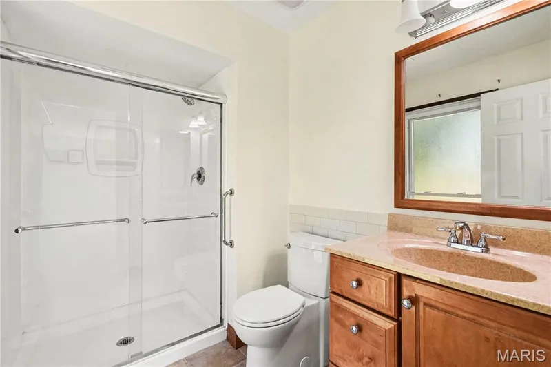 Walk-in shower in primary bathroom — 2311 Blue Hill Road, Chesterfield, MO 63017