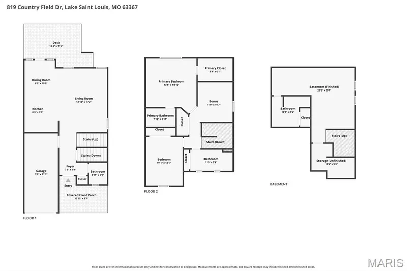 Full Floor Plan of 819 Country Field Drive, Lake St Louis, Missouri 63367 — 819 Country Field Drive, Lake St. Louis, MO 63367
