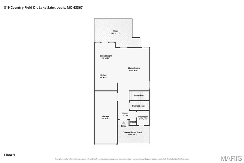 Floor Plan of main level at 819 Country Field Drive, Lake St Louis, Missouri 63367 — 819 Country Field Drive, Lake St. Louis, MO 63367