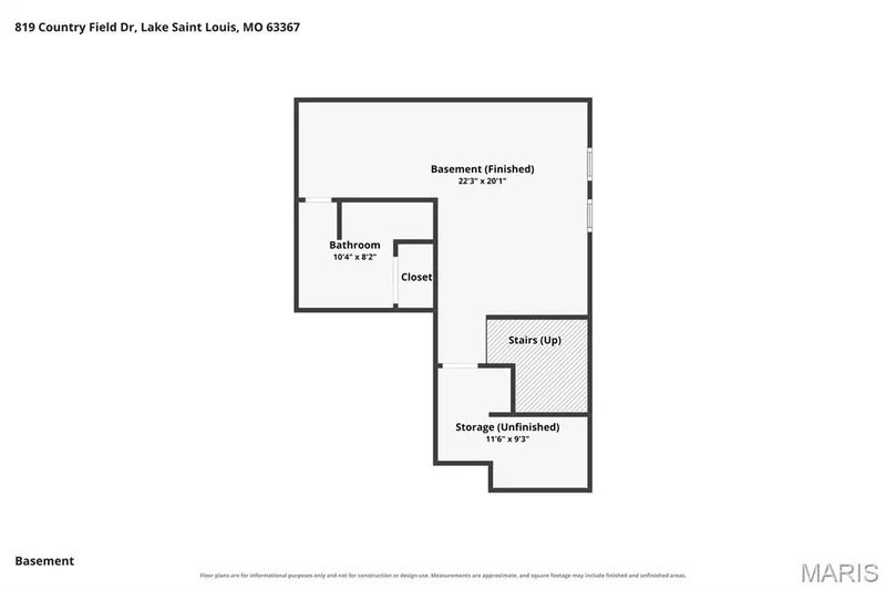 Floor Plan of lower level at 819 Country Field Drive, Lake St Louis, Missouri — 819 Country Field Drive, Lake St. Louis, MO 63367