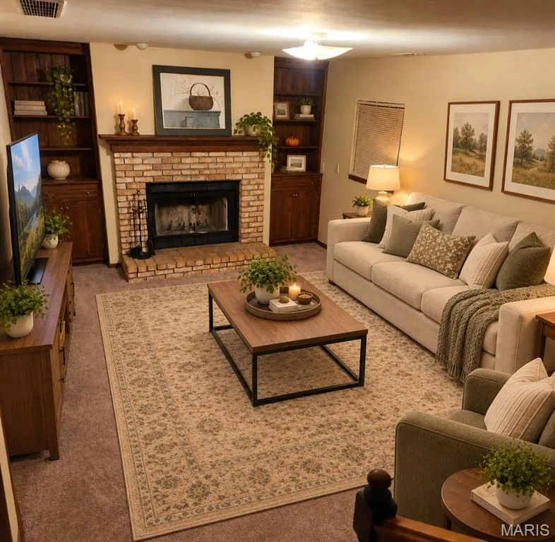 Virtually staged family room — 824 Brookwood Bend Trail, St Peters, MO 63376