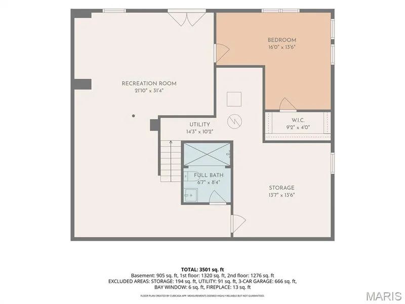 Basement floor plan — 2414 Tuckahoe Circle, O'Fallon, MO 63368