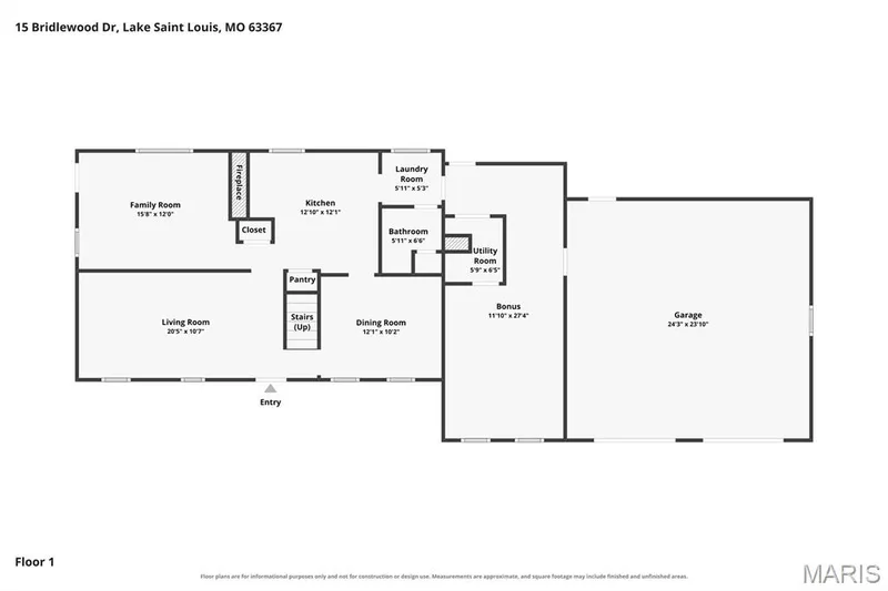 Main level floor plan of 15 Bridlewood Drive, Lake St Louis, Missouri 63367 — 15 Bridlewood Drive, Lake St. Louis, MO 63367