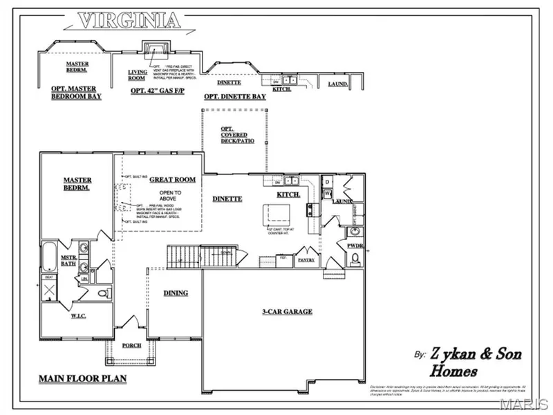 Virginia Floor Plan - 1st Floor — Virginia II @ Stone Canyon, Foristell, MO 63348